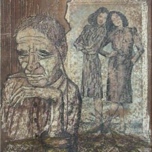 Merengés / Reverie (1981, diófapác-tus-grafit, 28 cm x 40 cm)