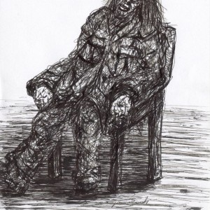 Kéregető / Beggar (2004, toll, 15 cm x 21 cm)